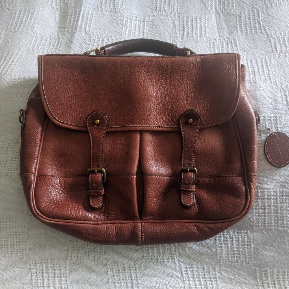 Levenger | Leather Clipper Briefcase Small Cognac